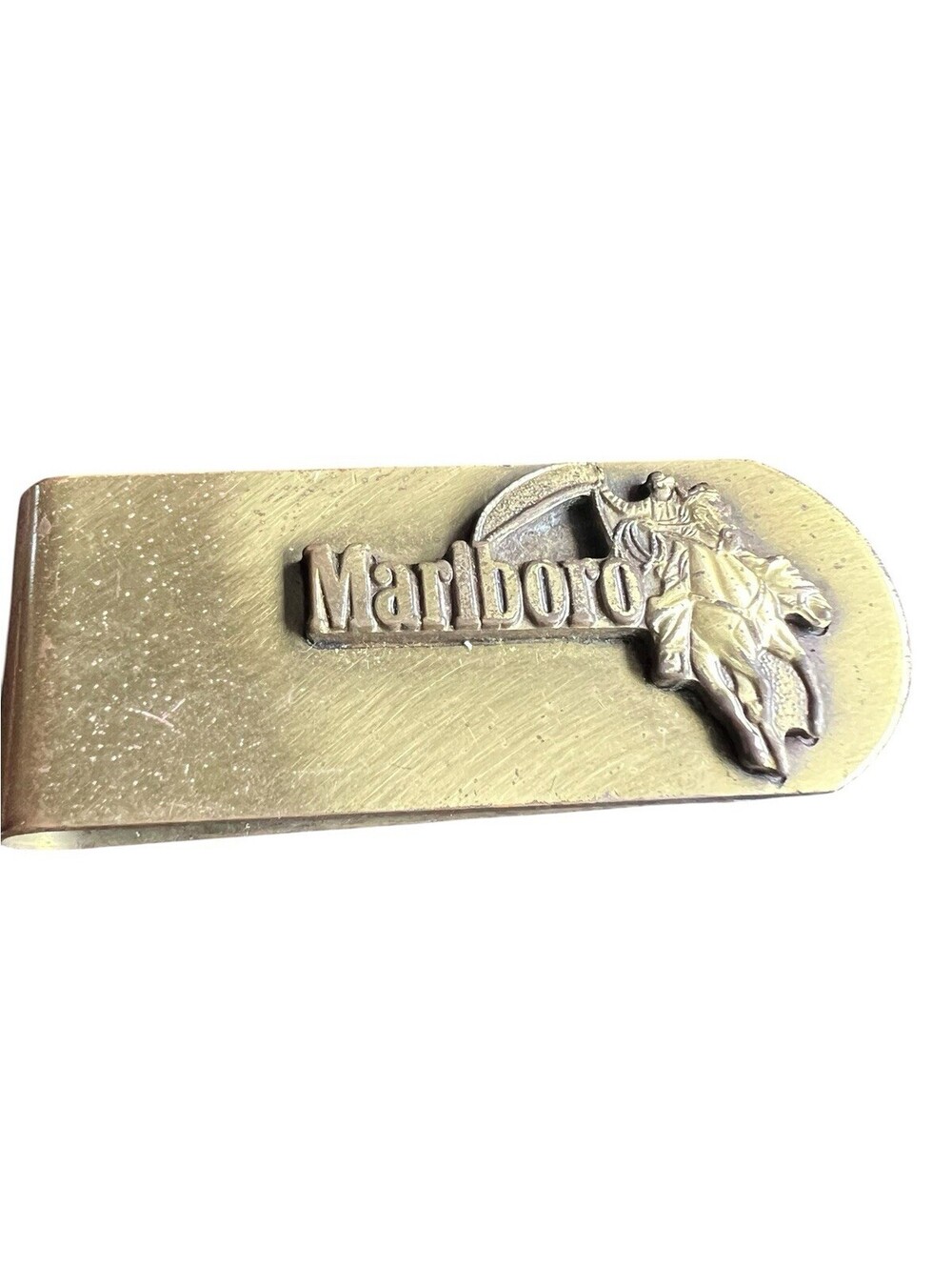 Vintage Marlboro Brass Cowboy Money Clip | Western Tobacco Promo Collectible